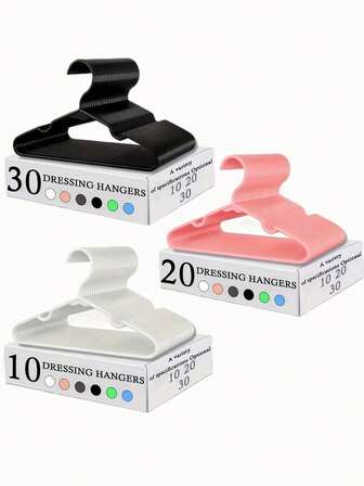 10/20/30 piezas Perchas de plástico resistentes - Antideslizantes, (Blanco, Negro, Azul, Rosa, Verde, Gris) Con hombros acanalados para un agarre firme - Ideal para el armario del hogar, dormitorio y organización del armario