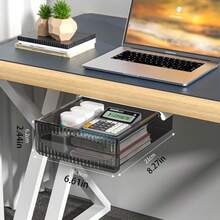 1pc Desktop Hanging Storage Box, Can Be Hung On The Edge Of Desk/Office Desk, Stores Calculators, Notes, Pens And Other Stationery, Suitable For Study And Office Scenarios, Utilizes Unused Space Under The Desk To Keep The Desktop Tidy, Suitable For Small Desks Or Users With Many Items. - Multicolor - View 10