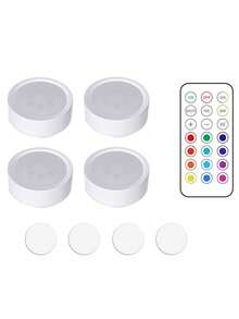 无线遥控LED橱柜灯单颗LED橱柜灯多彩氛围节日灯LED压柜橱柜调光小夜灯走廊衣柜装饰灯