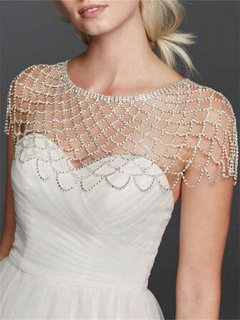 Cadena de hombro multicapa elegante y de moda con rhinestones