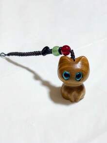 猫形幸运饰品，手工檀香木钥匙扣，猫形钥匙圈，木质汽车钥匙扣，包包挂件，钥匙链，汽车钥匙扣，手机挂绳，手工编织手机链，幸运钱包挂件，送给朋友、家人、派对礼品、活动纪念品、蘑菇爱好者和圣诞节的绝佳礼物 - 彩色 - 查看 12