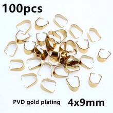 100pcs Stainless Steel Gold Color Pendant Pinch Bail Clasps Necklace Hooks Clips Connector DIY Jewelry Making Findings - Pinch Bail - View 18
