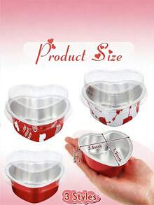 10pcs/25pcs/60pcs Heart Shaped Aluminum Foil Mini Cupcake Liners - 3.4oz/100ml Disposable Heat-Resistant Baking Cups With Lids - Suitable For Wedding, Valentine's Day, Birthday Party Supplies - Multicolor - View 12