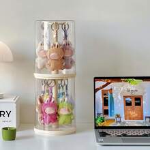 1PC Plush Dolls 360° Rotating Storage Box For La-Bubu , Acrylic Dustproof Collection Cabinet, Doll Pendant Cylindrical Rotating Display Stand, Perfect For The Monsters Plush Toys (Dolls Not Included), Plush Toy Rotating Display Case|Toy Storage Organizer,Toy Display Case,The Perfect Christmas Party Gift - Multicolor - View 10