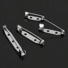 50/100件/組 20/25/32/38mm DIY胸針針頭底座 銀色安全針底座 空白珠寶手工配件 - 銀色 - 查看 4