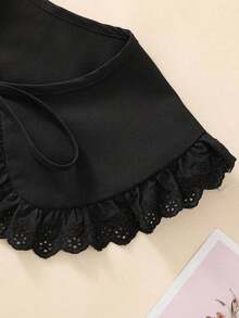 1pc Ladies' Black Collar Shawl With Lace Decoration, Fashion False Collar Daily Wear Valentine's Day Valentines MKMM - 黑色 - 查看 6