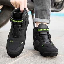 女士摩托车骑行鞋，通勤骑行防摔越野装备，专业长途摩托车旅行公路自行车骑行鞋 - 黑綠 - 查看 3