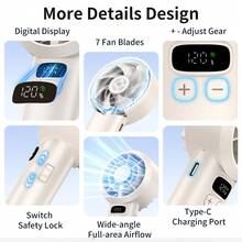 Quạt cầm tay Hurricane Icy, 120 chế độ, hoạt động êm ái và mạnh mẽ, quạt mini di động USB. - trắng - Xem 6