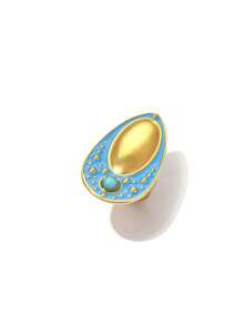 1pc Fashionable Stainless Steel 18K Gold Plated Large Pearl Fan Ring/Blue Universe Ring/Lotus Leaf Ring, Suitable For Women For Daily Wear, Banquet, Party, Travel, Holiday