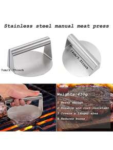 5.5-Inch Stainless Steel Hamburger Patty Press, Non-Stick Smooth Flat Bottom Burger Mold, No Ridges, Bacon Grill, Perfect For Top Grilling