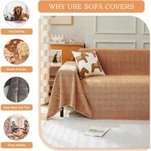 Burnt Orange Sofa Cover Washable Chenille Couch Cover For Dogs Furniture Protector For 2 Cushion Couch Loveseat Couch Slipcover For Pet-Friendly Non-Slip Caramel Throw Blanket-71X118IN - 人字紋橙 - 查看 6