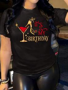 Tops de Verano para Mujeres: Camiseta Casual Suelta con Estampado de Letras Negras, ¡Cómoda y Elegante! - Negro - Ver 7