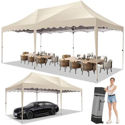 tooluck 10x20FT Pop Up Canopy Tent For Parties, Easy Up Canopy Tent For Backyard, Waterproof Outdoor Gazebo For Wedding Event Patio, Outside Instant Vendor Tent With 4 Sandbags & Rolling Bag