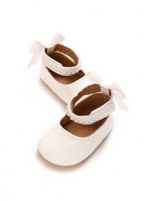 Spring/Autumn New Born Infant Girl Shoes, Fashion Flat Shoes, Rubber Anti-Slip Sole, First Walking Shoes, 0-1 Years Old Infant Girl Shoes - White - View 3