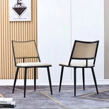 Dining Chairs - Black + Rattan - View 3