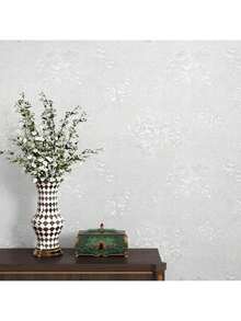 1 Rolle Rosen Muster Tapete, Abziehbare und selbstklebende Seidentapete mit Blumenmuster, abnehmbare selbstklebende geprägte Tapete, geeignet für Schlafzimmer, Badezimmer, Wohnzimmer, Heimdekoration - Weiss - Übersicht 4