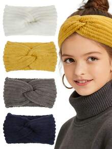 3pcs Fashionable Warm Knitted Wool Cross Headbands, Suitable For Teenagers In Autumn And Winter, Handmade - Multicolor - View 14