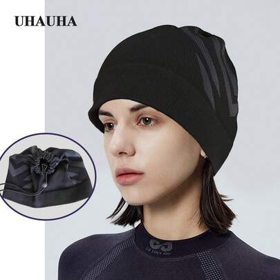 UHAUHA 1 buc eșarfă rezistentă la vânt pentru gât, mască de față caldă multifuncțională cu șnur, potrivită pentru schi, snowmobil, ciclism în aer liber, culoare neagră și gri, portabilă