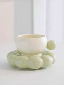 可爱泡泡咖啡杯碟套装，创意高性价比下午茶陶瓷杯，情侣咖啡杯，家用陶瓷杯，办公室角落下午茶杯设计 - 彩色 - 查看 8