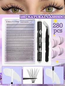 280pcs D-Curl Eyelash Curler, 9-16mm Single Lash Curler 10D-20D-30D, DIY Eyelash Curler With Thin & Thick Handle, Eyelash Curler Set With Applicator, Eyelash Glue And Sealer - Purple - View 7
