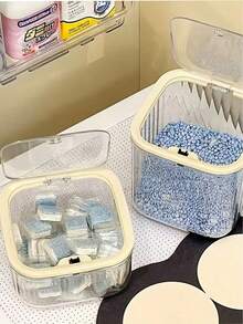 1pc Large Capacity Laundry Detergent Storage Container, Plastic Storage Box For Storing Laundry Pods And Liquid, With Press-Down Lid, Household Storage Bin