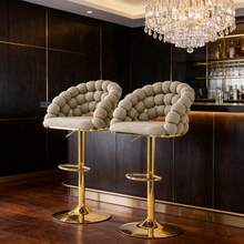 Barstools - Gray + Metal + Velvet + Metal - View 1