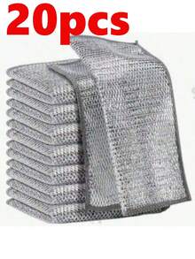 20 piezas/10 piezas Paño de limpieza de alambre de metal grueso, paño de limpieza mágico de doble cara, adecuado para utensilios de cocina y herramientas de limpieza, suministros de cocina, accesorios de cocina, regalos para el hogar, regalos para mujeres, regalos para hombres - plata - Ver 11