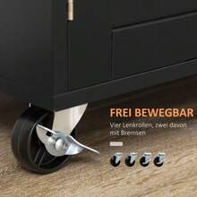 HOMCOM Kitchen Trolley With Worktop, Spice Rack And Towel Rail For Living Room And Dining Room, 109 X 40 X 89 Cm - 芥末黃 - 查看 5
