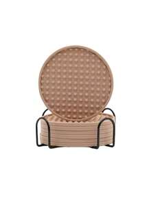 6pcs Drink Coasters Set With Holder, Heat-Resistant Silicone Material, Protect Tabletop, Suitable For Any Type Of Table Including Wood And Stone, Dishwasher , Non-Slip Design, Fit Various Drink Cup Sizes - Multicolor - View 14