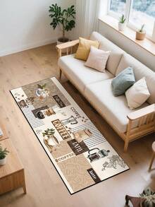 [HOT!!!] 1pc Soft Rubber Kitchen Mat, 3.5mm Thick Kitchen Rug, Retro Coffee Patchwork Style Absorbent Kitchen Floor Mat, Can Be Trimmed To Fit Kitchen Size, Surface Fabric Material, Middle Sponge Layer, Bottom Rubber Layer, Suitable For Kitchen Rugs, Kitchen Decor, Wedding Decor, Home Decor, Bathroom Mat, Entryway Mat, Laundry Room Mat, Hallway Carpet, Living Room Mat, Etc. - Multicolor - View 7