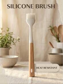 This White Silicone Brush Is Made Of Heat-Resistant Fine Silicone Bristles, Suitable For Brushing Oil, Spreading Sauces, Etc. The Bristles Are Soft And Won't Shed Easily. The Wooden Handle Is Comfortable To Grip And Doesn't Feel Hot. The Brush Handle Has A Hanging Hole For Convenient Storage, Making It A Practical Tool For Baking And Grilling. - Multicolor - View 9