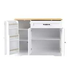 Modern, Elegant Sideboard With 3 Doors And One Drawer, Buffet Cabinet For Dining Room, Living Room And Hallway (White+Natural) - 白色 - 查看 8