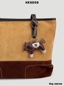 HXXOOS 1件时尚皮革马形挂件包包吊坠酷炫汽车钥匙链，适用于单肩包、手提包、斜挎包、腋下包，是送给女性的绝佳圣诞礼物，也是旅行配件钥匙扣。