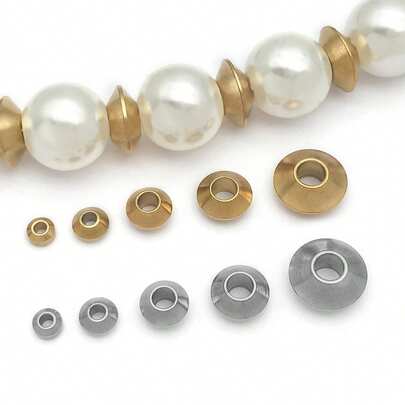 10pcs Stainless Steel Spacer Beads Flat Round Beads Saucer Beads Rondelle Beads Loose Beads Smooth Beads Metal Beads Finding For DIY Bracelet Necklace Jewelry Making