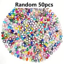 Set de 50/100 de mărgele de sticlă fațetate multicolore, mărgele în stil european cu gaură mare pentru brățări DIY, pandantive lucioase pentru confecționarea bijuteriilor, cadouri de sărbători - Multicolor - Vizualizare 17