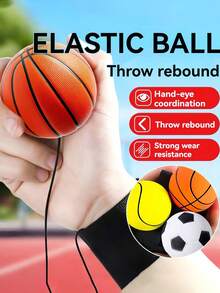 Wrist Bounce Ball With Cord Portable Bouncing Hand Balls Women And Men Wrist-Strap Resistance Ball Hand Exerciser Suitable For Outdoor Sports Fitness Hand Rehabilitation Hand-Eye Exercise Parties Play Events Perfect For Gifts Stress Balls For Adults Workout Equipment Outdoor Sports Accessories - Multicolor - View 9