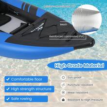 COSTWAY Inflatable Kayak Set Portable 2-Person Kayak With Aluminium Oars EVA Padded Seat Blue/Red - Blue - View 4