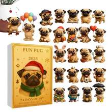Bulldog Ornaments Countdown Calendar 24-Day Cute Acrylic 2D Pendants Cistmas Calendar Pendant Holiday Ornament Set with 24 Pieces for Birthday Holiday Offices Car Home Room Classroom School - atributo único - Ver 7