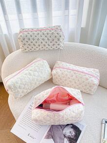 1个绗缝蝴蝶结美发工具收纳包，蝴蝶结吹风机收纳包，多口袋大容量美发工具旅行收纳包，旅行箱旅行携带整理包，吹风机收纳包，直发器收纳包，卷发棒旅行收纳包，造型器及配件收纳包，化妆包 - 彩色 - 查看 2