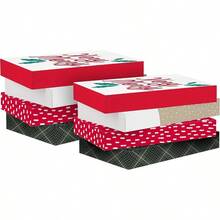 R-allmark - Caas de sa de Nadad para alos 8 caas de ropa de 16 pulgadas con tapas rús Papá Noel a cuadros muy feliz roo con mancas blancas - Salvia roja, blanca y verde, negra, fuerte - Ver 4