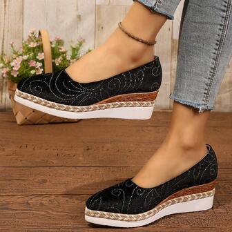 Women's Wedge Pointed Toe Colorful Rhinestone Espadrille Shoes
