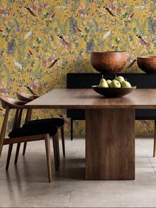 17.7*118 英寸自粘复古鸟类壁纸，叶子和花卉图案，可移除，防水 - 彩色 - 查看 5