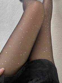 1pc Starry Rhinestone Shiny Sheer Tights, Women's Opaque Pantyhose For Spring & Autumn, Anti-Snag - Multicolor - View 6
