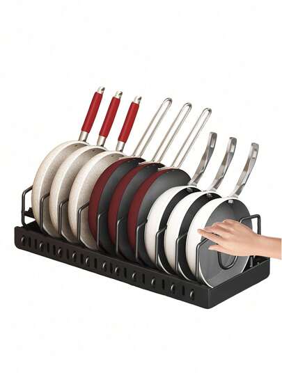 2pcs Pots And Pans Organizer,Rack For Under Cabinet,Expandable Pot Lid Kitchen Cabinet Organizer Holder, Suitable For Kitchen Pan Organizers Inside Cabinet