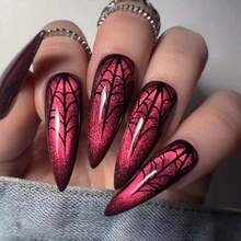 2026hot-Red Eye Stiletto Press On Nails - Long Pointed False Nails, Magnetic Glitter Glam Manicure Set,  Holiday Party Nails - JP3407 [Loại keo] - Xem 1