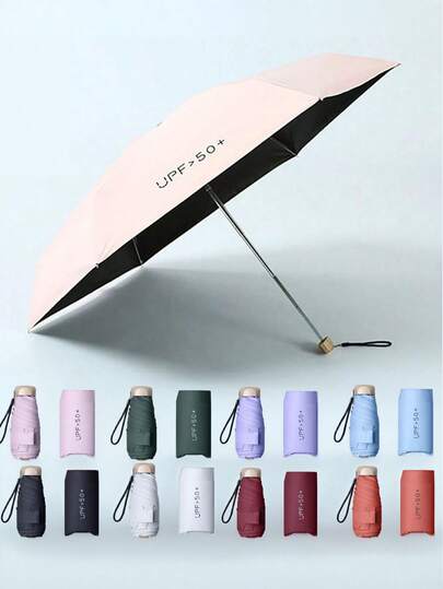 1pc Lightweight Foldable Umbrella, Mini Pocket Waterproof Portable Travel Umbrella, Sun Umbrella, Women's UV Protection Umbrella, 2-In-1 Mini Five-Fold Super Lightweight Portable Umbrella, Mini Travel Umbrella, Suitable For Sunny And Rainy Days, Windproof.