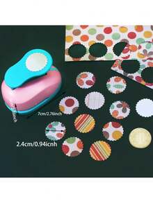 New Stamp Border DIY Punch Stamp Shape Craft Punch Embossing Machine Round Hole Punch Toothed Puncher Embosser(Shell Color Is Random)