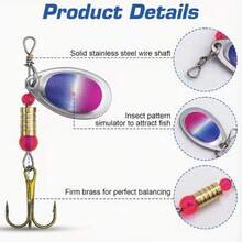 16pcs Trout Fishing Lures Kit, Includes Spinner Baits, Portable Carrying Bag, Hard Metal Lures, Spoon Fishing Baits - Black - View 8