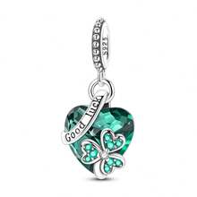 925 Silver Lucky Shamrock Charm Pendant Fits Original Bracelet Necklace, Irish Tradition DIY Jewelry Gift (St. Patrick's Day) - KSC526 - View 1
