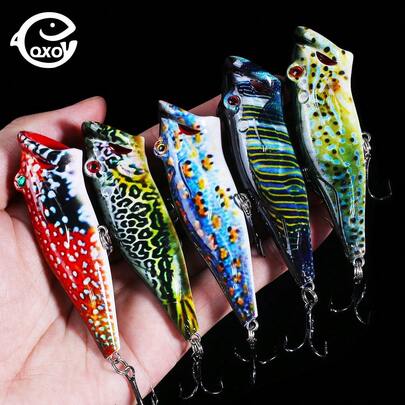 QXO 8厘米/12.4克涂漆塑料硬饵，水面波扒仿生钓饵